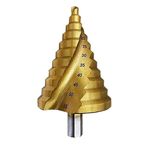 Hotiko HSS Stufenbohrer [12mm Schaft] Kegelbohrer Ø 6-55mm Schälbohrer ideal für Metall, Holz, Kunststoffe (Gold) von Hotiko