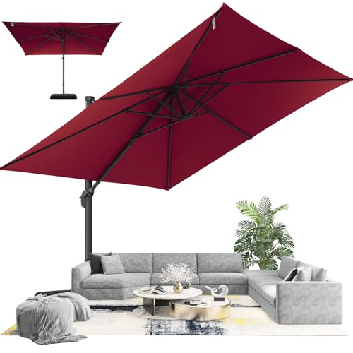 HOTIME 3x3m Sonnenschirm Outdoor-Schirm mit Aluminium-Gelenkarm und 5-fach Höhenverstellung, Wasserabweisend und UV-geschützt, Perfekt für Pool, Terrasse oder Gewerbliche Nutzung, Weinrot HOTIME 3x3m Sonnenschirm Outdoor-Schirm mit Aluminium-Gelenkarm und 5-fach Höhenverstellung, Wasserabweisend und UV-geschützt, Perfekt für Pool, Terrasse oder Gewerbliche Nutzung, Weinrot von Hotime