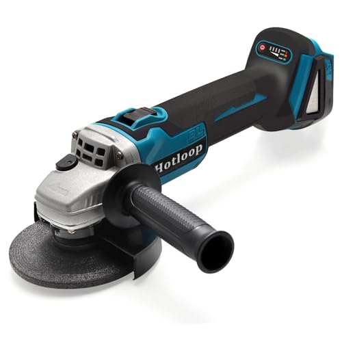 HOTLOOP Akku Winkelschleifer Kompatibel mit Makita 18V Akku, 7000 RPM Bürstenloser Motor 125mm Kabelloser Winkelschleifer zum Schneiden, Schleifen, Polieren, usw. (Akku nicht enthalten) von Hotloop