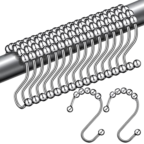 12 Stücke Edelstahl Duschvorhang Ring Rostbeständiger Duschvorhang Haken Ring Badezimmer S Förmiger Haken Halter für Küchen Utensilien, Duschvorhang, Kleidung, Handtücher von Hotop