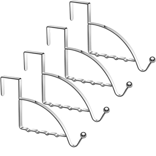 4 Stücke Über Tür Haken Kleiderbügel Multi Hängend Lager Organizer Kammerdiener Hooks für Mäntel Kleidung Hüte Schals Geldbörsen Schlüssel Bade Tücher Roben und Mehr (Silber) von Hotop