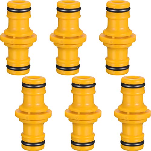 6 Stück Doppelmännliche Schlauchverbinder, Verlängerung für Gartenschlauch, Gelb von Hotop