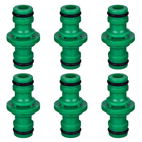 Hotop 6 Packung Doppel Stecker Schlauchverbinder Extender für Gartenschlauch Rohr Verbinden (Grün) von Hotop