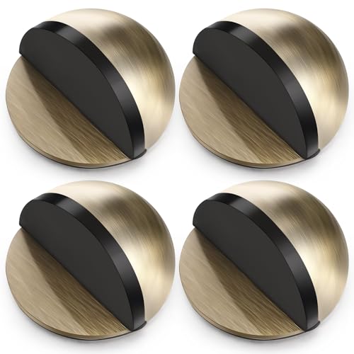 Hotop Selbstklebender Boden Türstopper Ovaler Türstopper aus Edelstahl Bodenmontierter Halbmond Form Wandschutz Polierter Türpuffer mit Kleber für Hartboden Glastür(Bronzefarbe,4 Stk) von Hotop