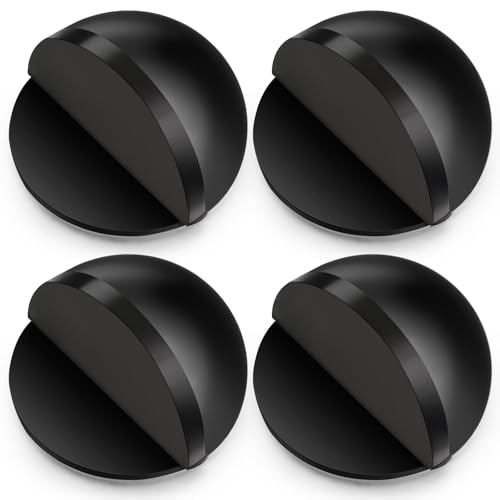 Hotop Selbstklebender Boden Türstopper Ovaler Türstopper aus Edelstahl Bodenmontierter Halbmond Form Wandschutz Polierter Türpuffer mit Kleber für Hartboden Glastür(Schwarz,4 Stk) von Hotop