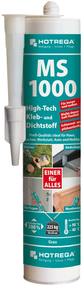 Hotrega MS 1000 High-Tech Kleb- und Dichtstoff 290 ml Kartusche, grau von Hotrega