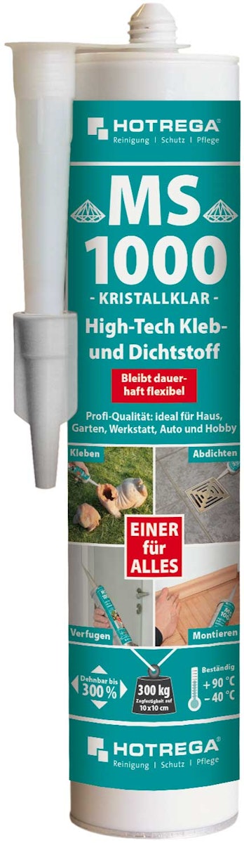 Hotrega MS 1000 High-Tech Kleb- und Dichtstoff 290 ml Kartusche, transparent von Hotrega
