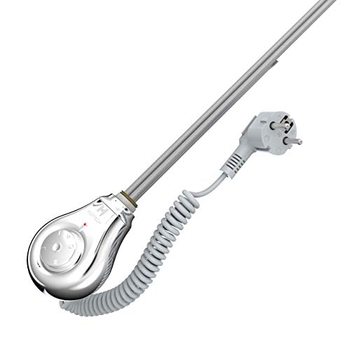HOTTECH - Elektro Heizstab Elektrisch Drop, Heizpatrone Badheizkörper 900 Watt, Tauchsieder mit Thermostat, Turbo-Modus für Badheizkörper Handtuchtrockner und Raumheizkörper - Chrom von Hottech