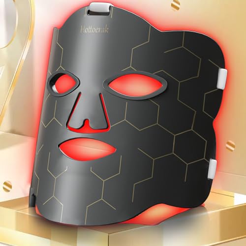 Rotlichtlampe LED Maske Gesicht, 222 Chips Silikon Red Light Therapy Face, 660nm & 850nm Infrarotlampe Rotlichtlampe Gesicht, Rotlicht Therapie Maske für die Hautpflege zu Hause von Hottoerak
