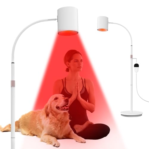 Rotlichtlampe Stehlampe, 660nm & 850nm & 940nm Infrarotlampe, COB red lights Strahler, 5 Helligkeit & 10/20/30Min Timer, Rotlicht für Linderung von Körperschmerzen von Hottoerak