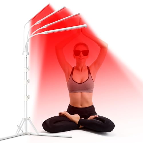 Rotlichtlampe mit Ständer, 940nm & 850nm & 660nm Infrarotlampe, 180 LED Rotlicht mit 4 Köpfe, Rotlichtlampe Therapie mit Timer, zur Schmerzlinderung und Hautaufhellung Rotlichtlampe mit Ständer, 940nm & 850nm & 660nm Infrarotlampe, 180 LED Rotlicht mit 4 Köpfe, Rotlichtlampe Therapie mit Timer, zur Schmerzlinderung und Hautaufhellung von Hottoerak