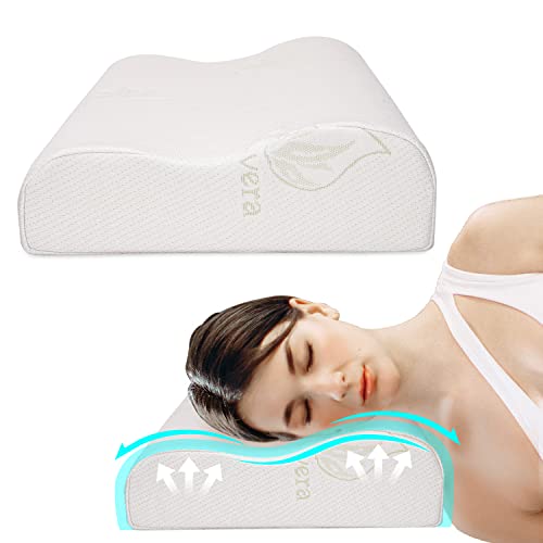 Houbos Nackenkissen, 60 x 36 x 12/8 cm, Memory Foam Aloe Vera Kissen, Ergonomisches orthopädisches Seitenschläferkissen Houbos Nackenkissen, 60 x 36 x 12/8 cm, Memory Foam Aloe Vera Kissen, Ergonomisches orthopädisches Seitenschläferkissen von Houbos