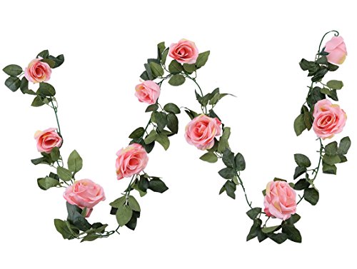 Blumengirlande mit Kunstseide-Blumen von Houda, für Heim, Garten, Wände, Hochzeit, 1 Stück rose von Houda