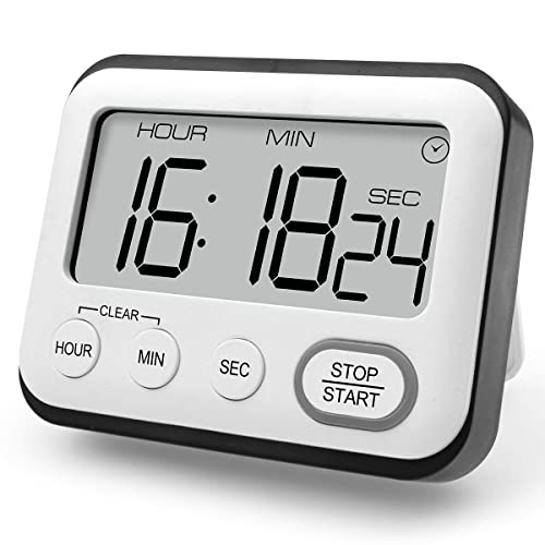 Küchentimer Multifunktionaler Digitaler Kochtimer mit großem LCD-Display Magnetisch Stoppuhr Timer mit Uhr, Wecker, Magnet von Houdian