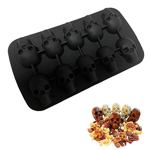 Schädel in Form eines Eiswürfels aus Silikon, 3D-Eiswürfel aus Silikon, Schädel, perfekt für Whisky, Cocktail und jedes Getränk (10 Zellen) von HoufuJC