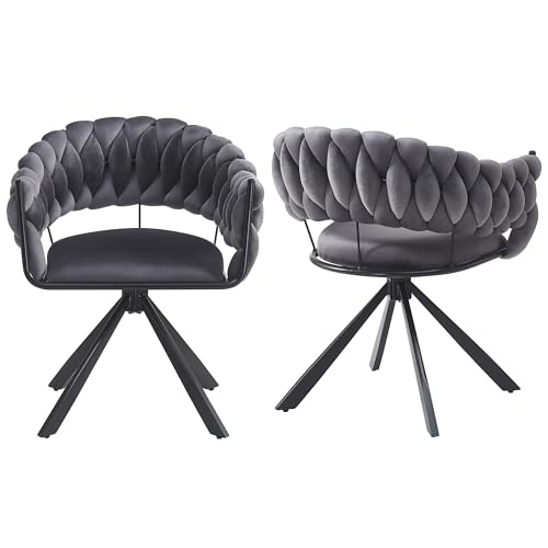 Houkiper Esszimmerstuhl 2er Set – Samtstühle mit verstellbaren Füßen & Metallbeinen, ergonomischer Küchenstuhl modern gepolstert, Dining Chair für Wohnzimmer/Esszimmer, Grau von Houkiper
