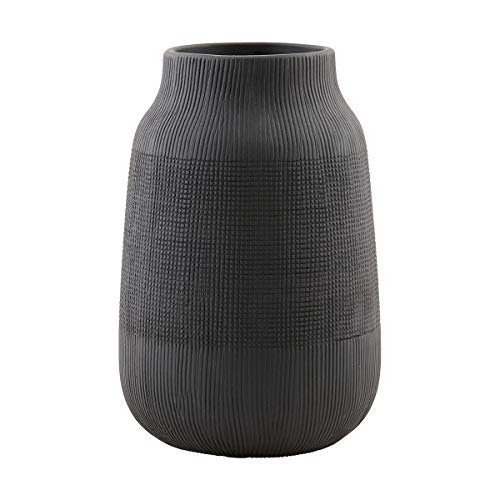 House Doctor Schwarz Vase Groove | Blumenvasen für Dekor, Moderne rustikale Bauernhaus Home Decor, Dekorative für Pampas Grass & getrocknete Blumen | Größe: 15x15x22 cm von House Doctor