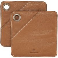 House Doctor - Square Leder Topflappen, cognac (2er-Set) von House Doctor