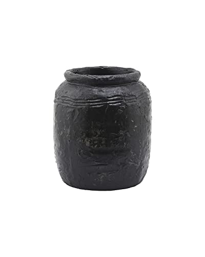 House Doctor Vase, Reispapier, Metall, Schwarz, h: 24 cm, Dia: 21 cm von House Doctor