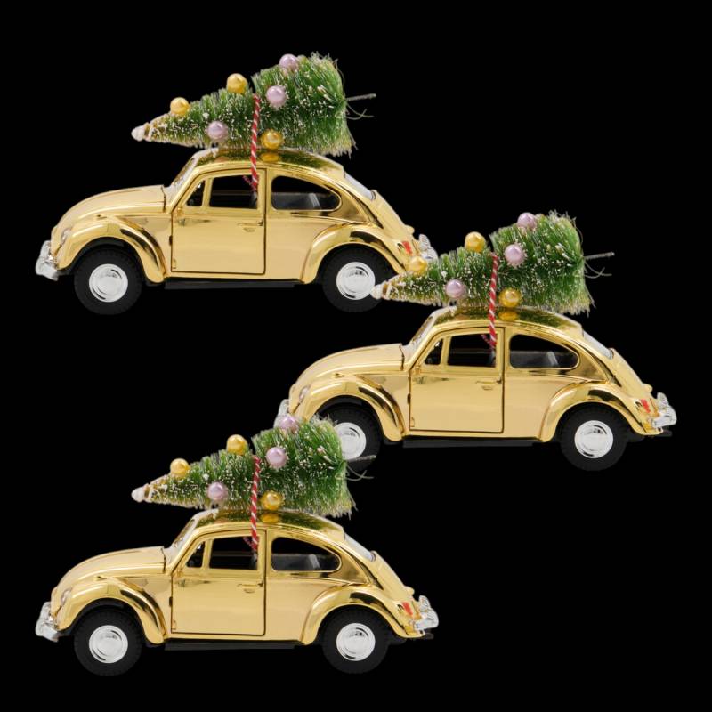 House Doctor Xmas Cars Dekoauto Weihnachtsdeko Gold 125cm Retro Auto 3 Stück B-Ware von House Doctor