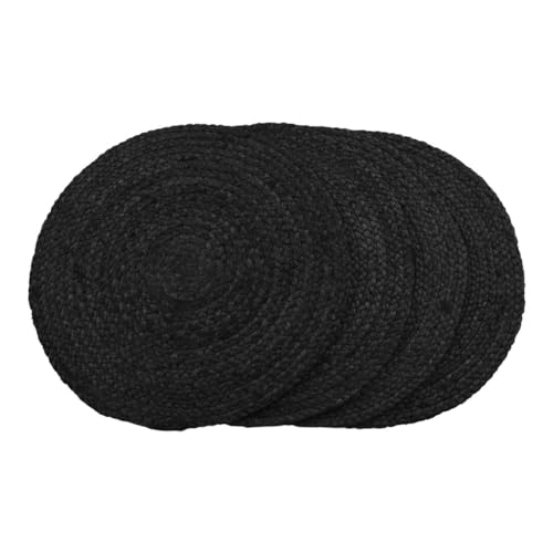 4 dunkelgraue geflochtene Jute-Tischsets Ø38 cm von House Nordic