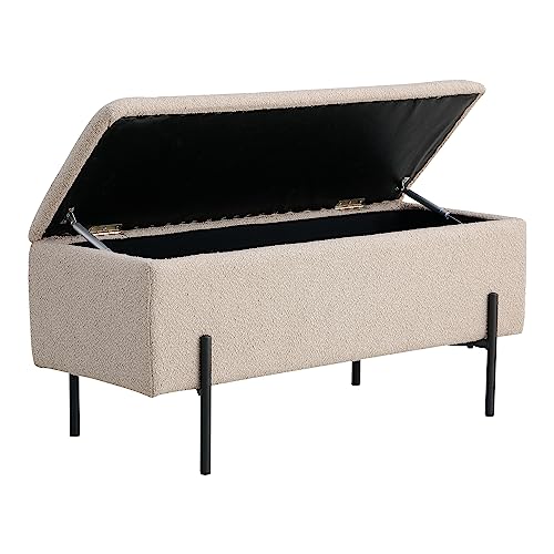 House Nordic Bank Watford mit Stauraum Beige Bouclé Wohnzimmerbank aufklappbar von House Nordic