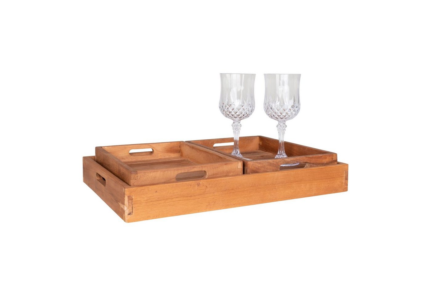 House Nordic Dekotablett House Nordic Tablett FARO Teak Holz 3er Set von House Nordic