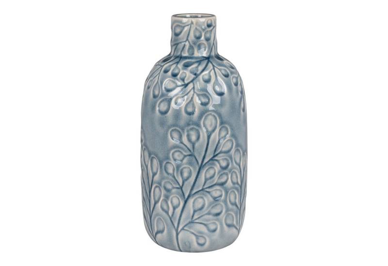 House Nordic Dekovase House Nordic Vase Blau mit Blumen Muster 26 cm von House Nordic