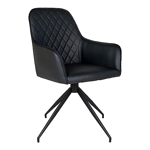 House Nordic Drehbarer Esszimmerstuhl aus schwarzem Kunstleder mit schwarzen Beinen von House Nordic