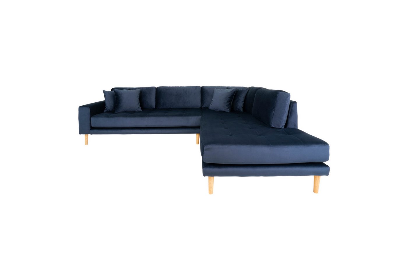 House Nordic Ecksofa Lido, in Dunkelblau, Velour - 257x76x92cm (BxHxT) von House Nordic