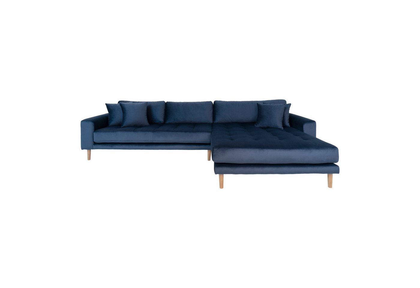 House Nordic Ecksofa Lido, in Dunkelblau, Velour - 290x76x92cm (BxHxT) von House Nordic