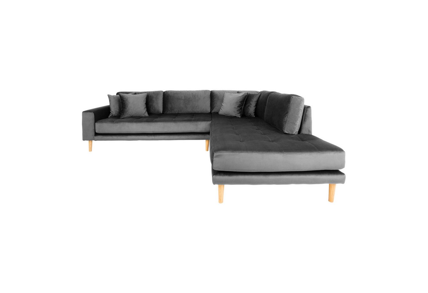 House Nordic Ecksofa Lido, in Dunkelgrau, Velour - 257x76x220cm (BxHxT) von House Nordic