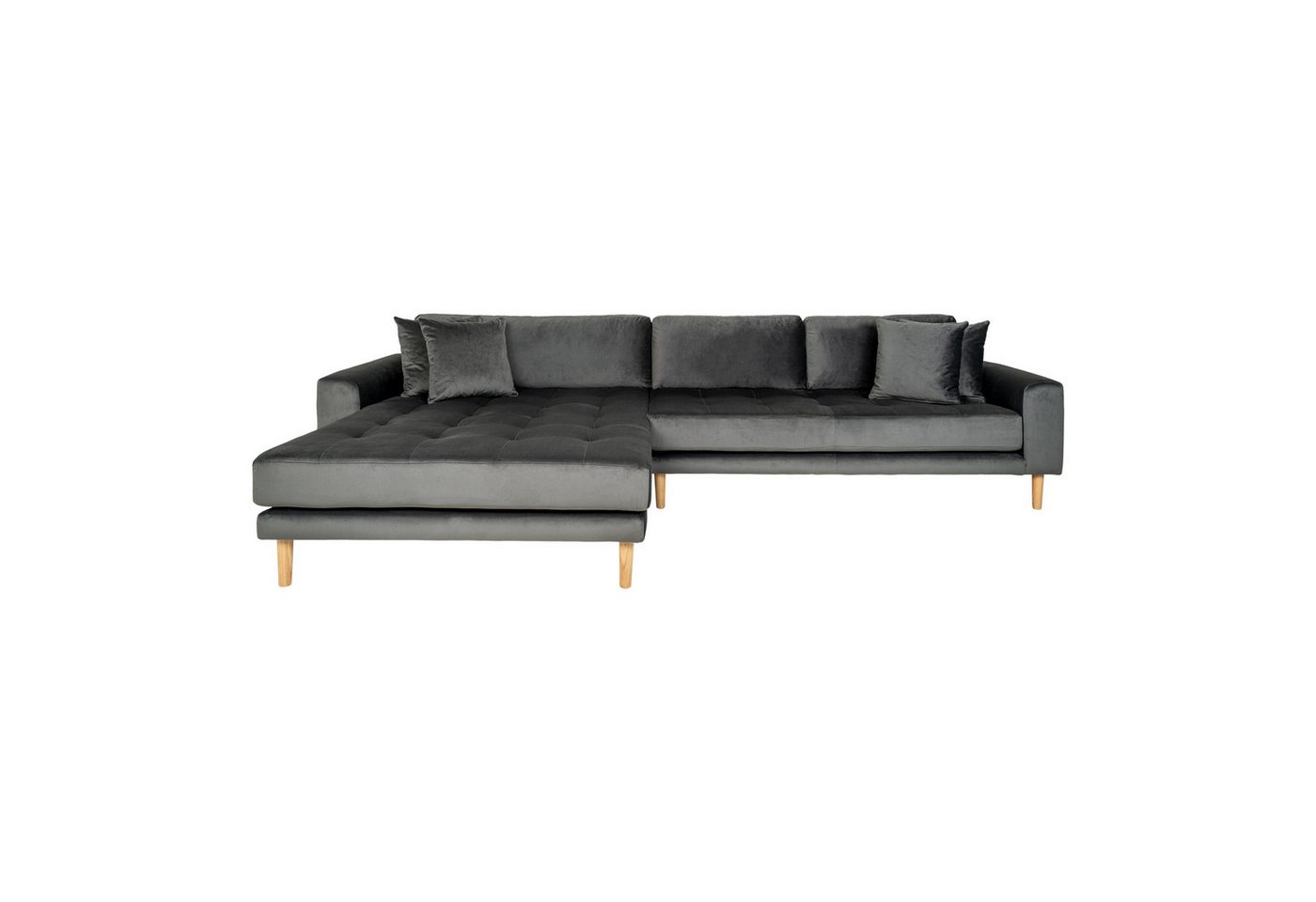 House Nordic Ecksofa Lido, in Grau, Velour - 290x76x92cm (BxHxT) von House Nordic