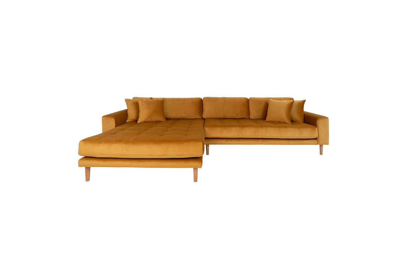 House Nordic Ecksofa Lido, in Senfgelb, Velour - 290x76x92cm (BxHxT) von House Nordic