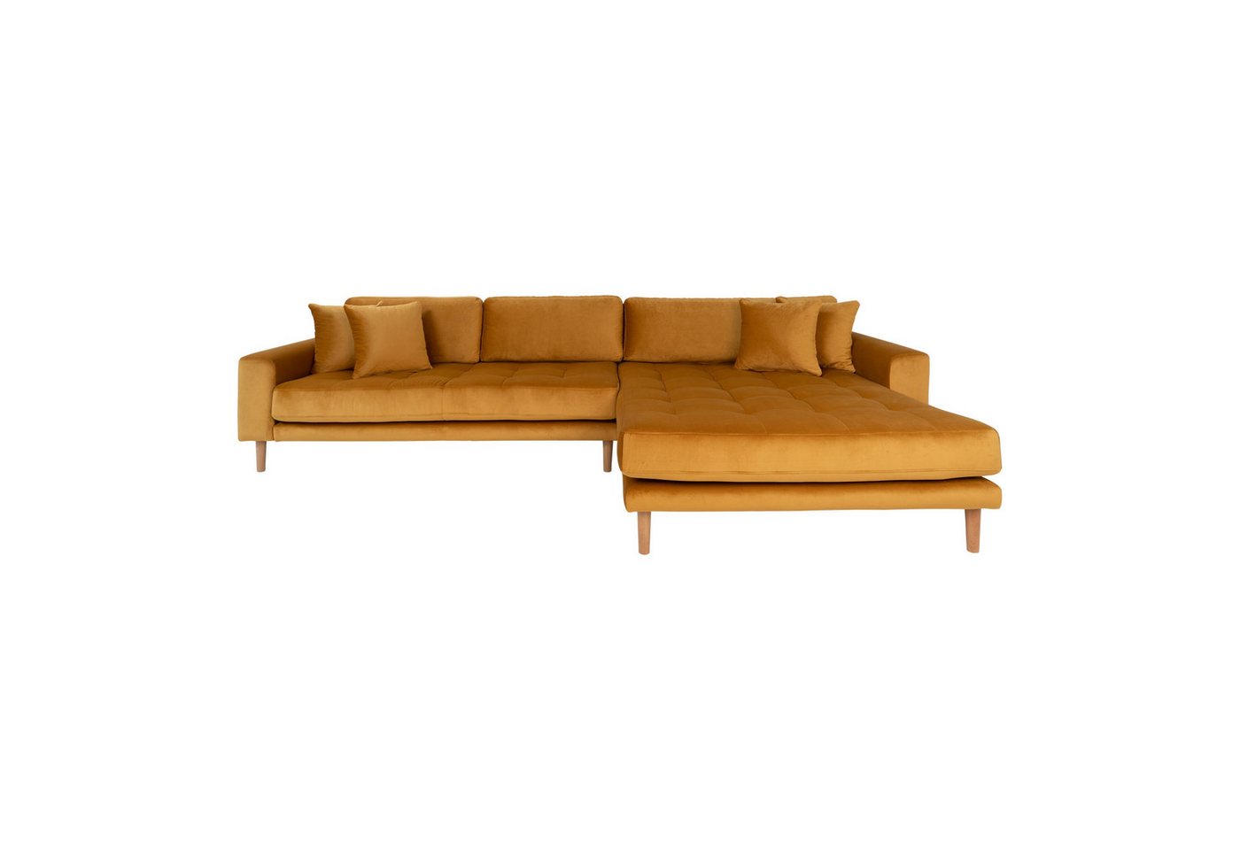 House Nordic Ecksofa Lido, in Senfgelb, Velour - 290x76x92cm (BxHxT) von House Nordic