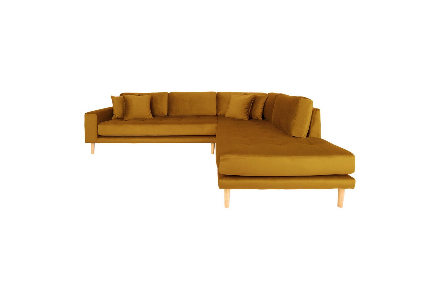 House Nordic Ecksofa Lido, in Senfgelb, Velour - 76x220cm (HxT) von House Nordic