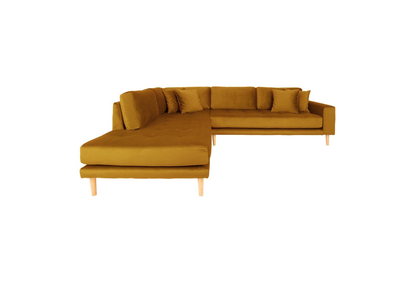 House Nordic Ecksofa Lido, in Senfgelb, Velour - 76x220cm (HxT) von House Nordic