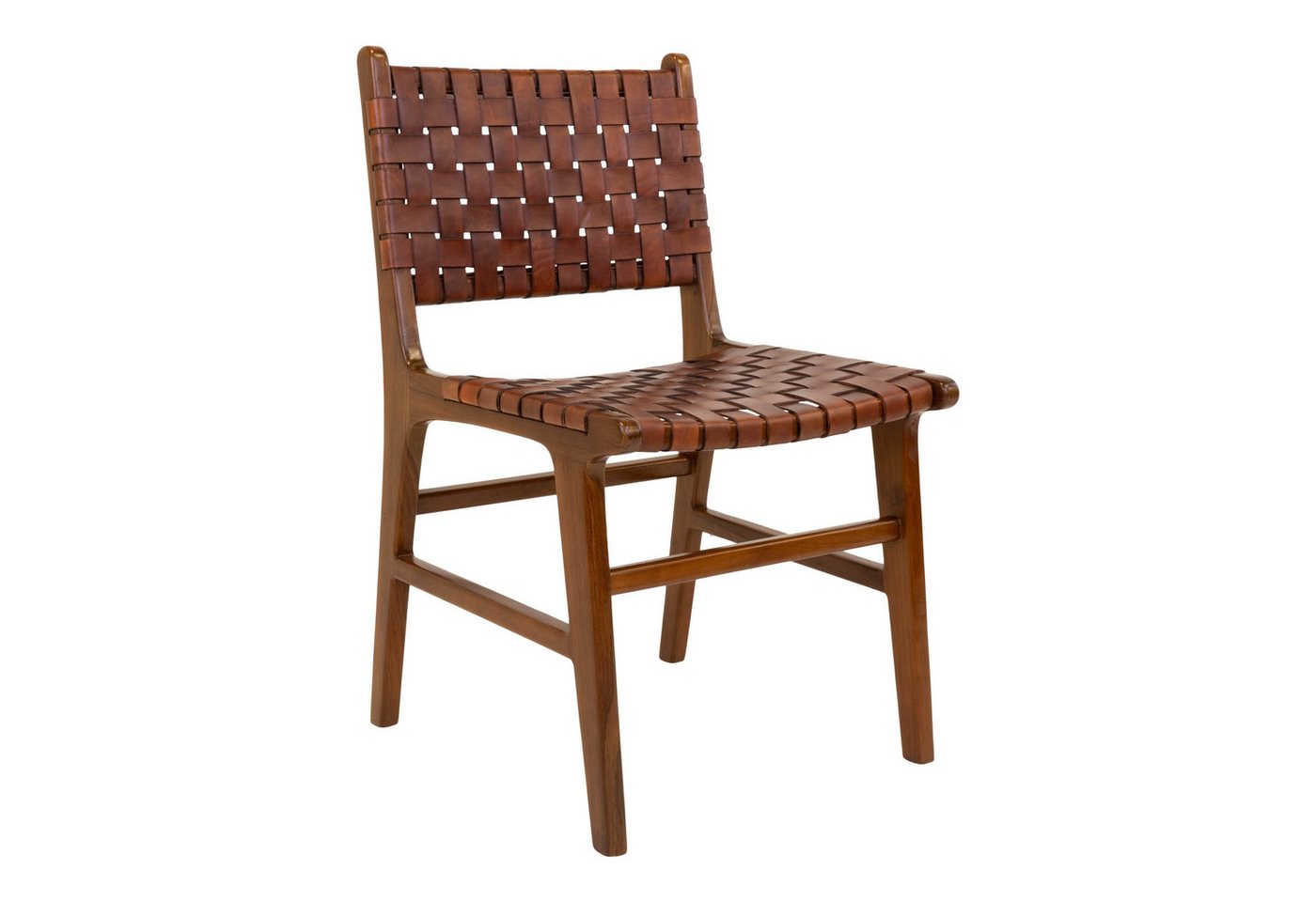 House Nordic Holzstuhl (2er-Set) in Braun, Leder - 51x87x53cm (BxHxT) (2er-Set) von House Nordic