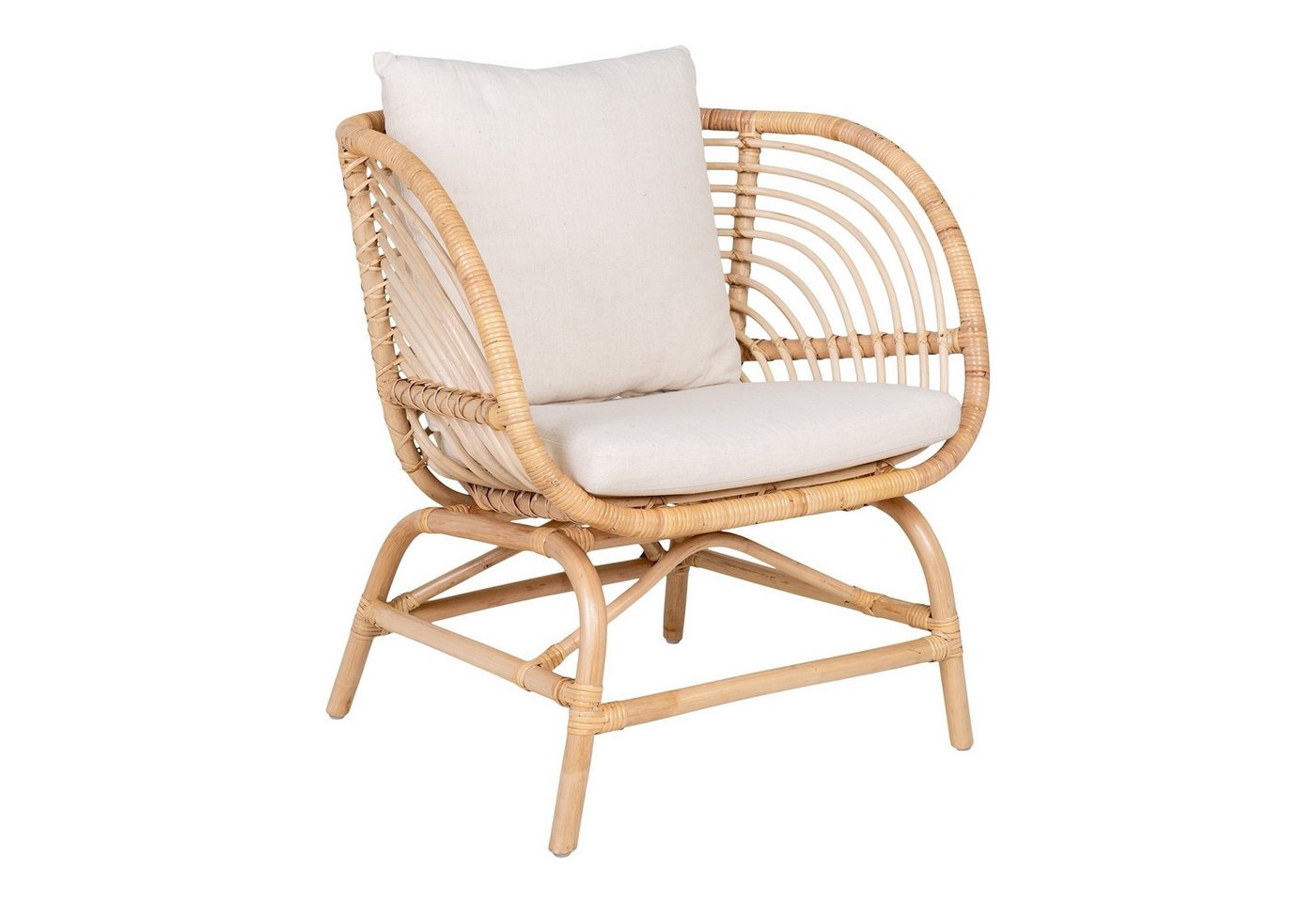 House Nordic Loungesessel Sago, in Natur / Weiß, Rattan - 72x75x63cm (BxHxT) von House Nordic