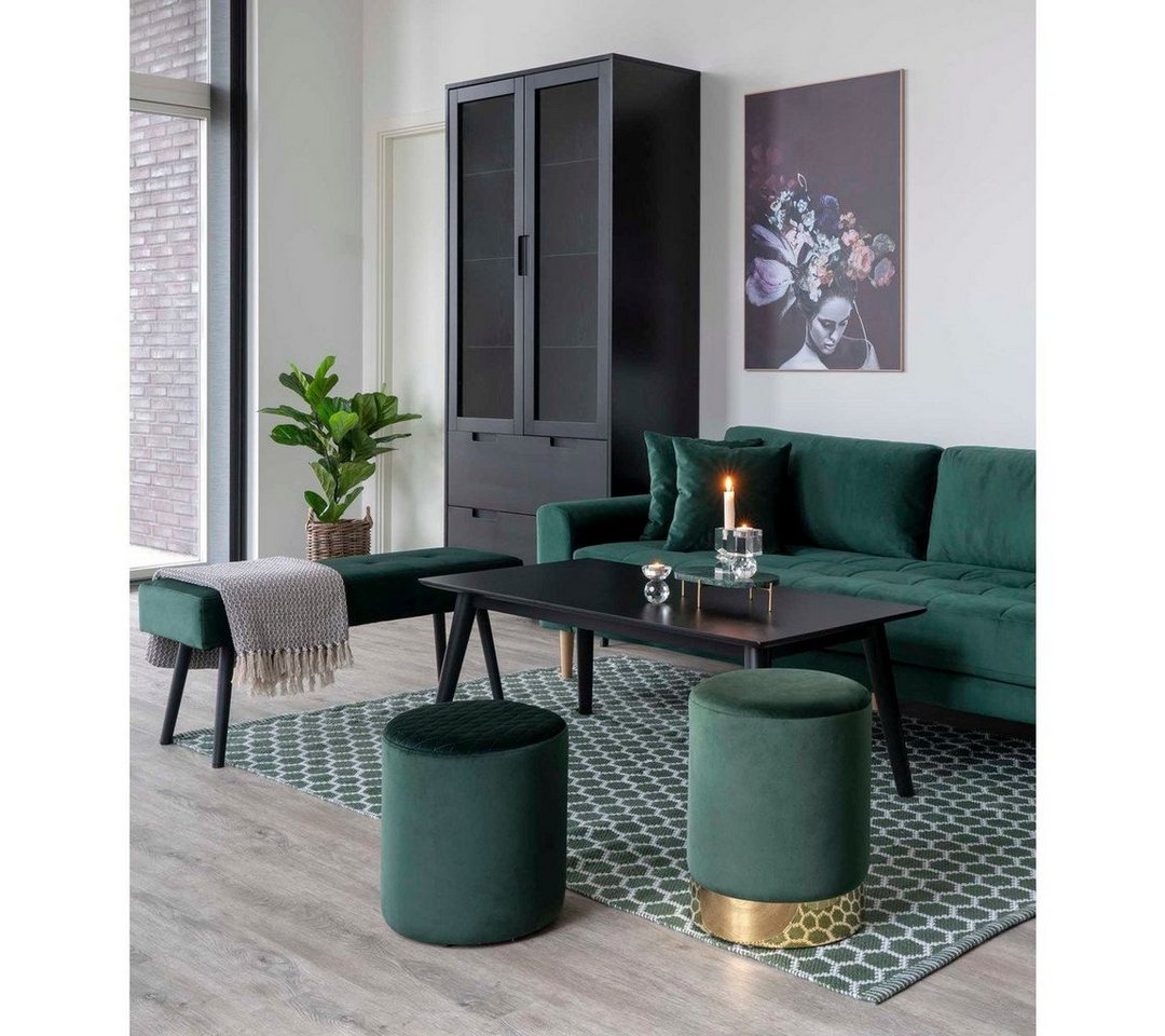 House Nordic Sitzbank Skiby Bench – Bank aus Samt, dunkelgrün mit schwarzen Beinen, HN120... von House Nordic