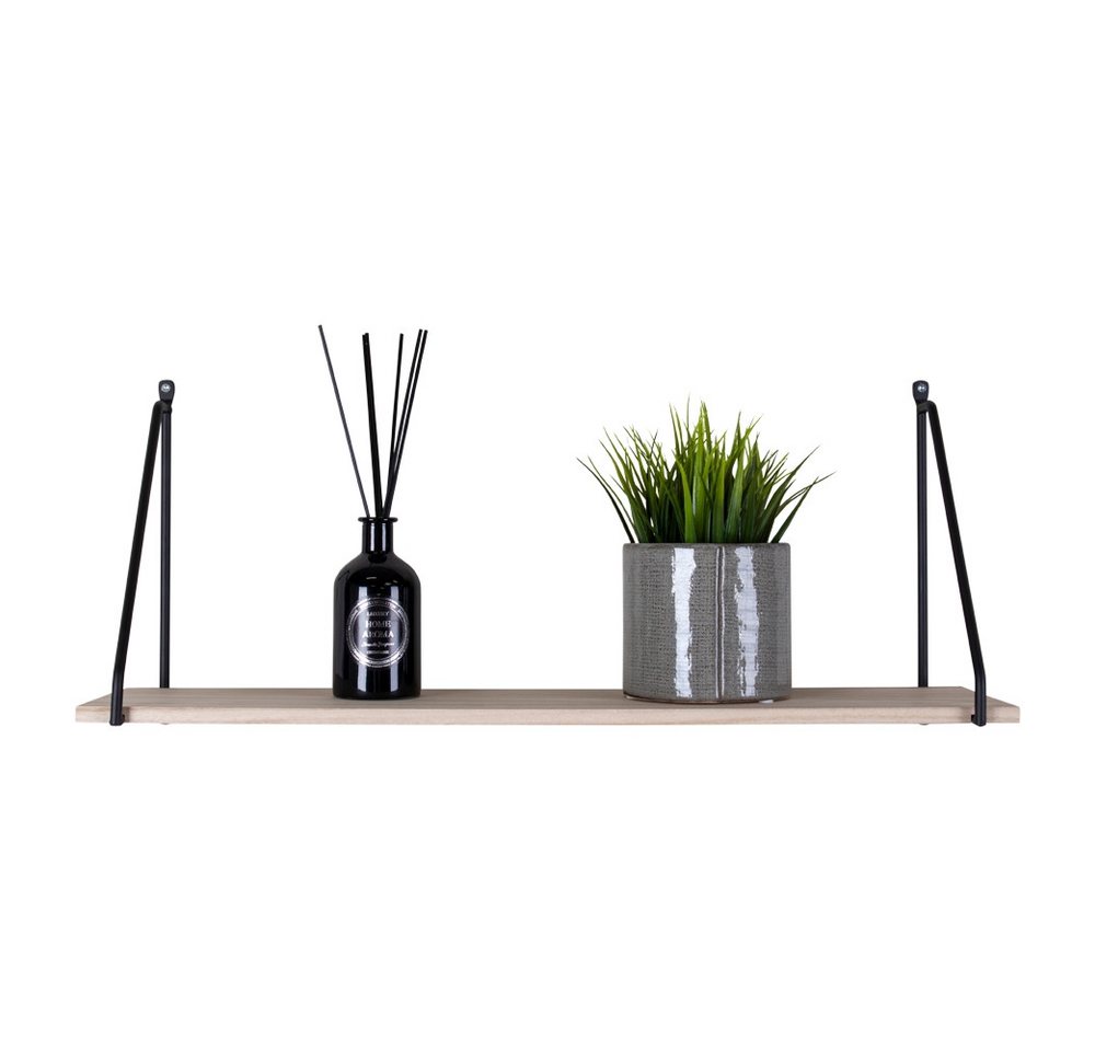 House Nordic Wandregal Arnhem, in Schwarz / Natur, Massivholz - 65x27x17cm (BxHxT) von House Nordic