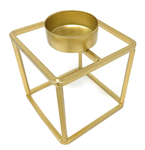 Teelichthalter 8cm Würfel Kubus Quadratisch Kerzenständer für Teelicht, Gold von Housevitamin