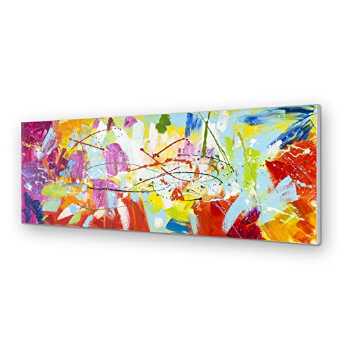 House of Arts - Acryl Gemälde handgemalt Bunt Groß als Wanddeko Wohnzimmer modern Deko Modern abstrakt Leinwandbild Wandbild XXL - 150x50cm von House of Arts