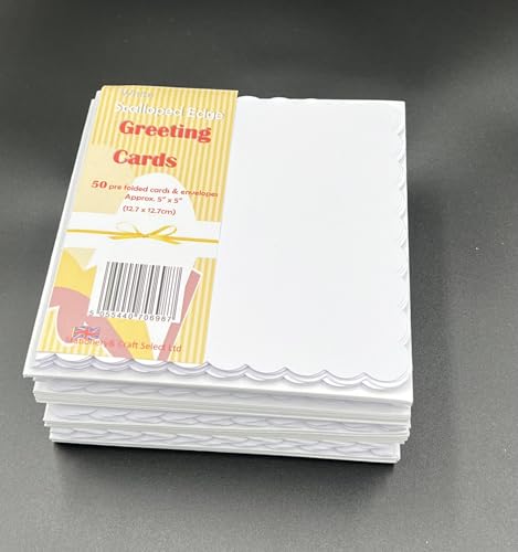 House of Karte & Papier Hochzeit 5 x 12,7 cm gewelltem Pre gefaltet creased Karte und passende Briefumschläge – Weiß (50 Stück) von House of Card & Paper