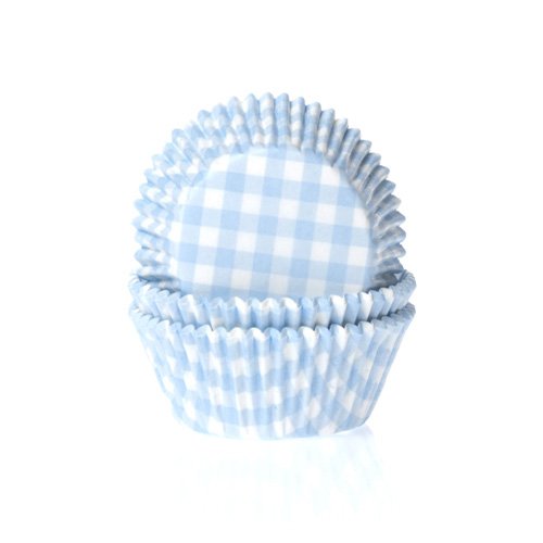 House of Marie 50 Muffinförmchen, hellblau/weiß kariert von House of Marie