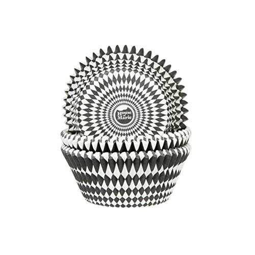 House of Marie 50 Muffinförmchen Harlekin Muster, schwarz/weiß von House of Marie
