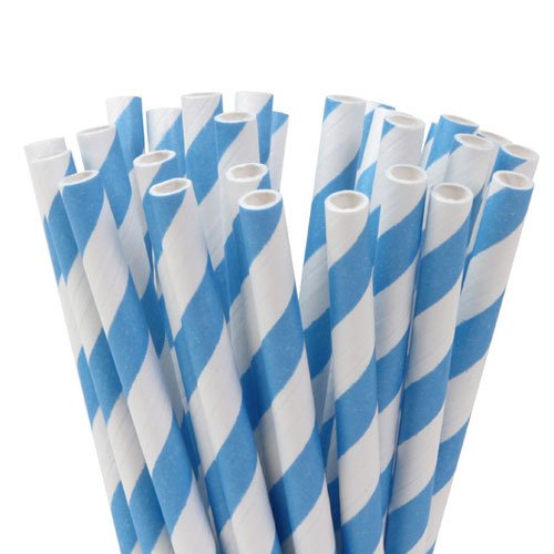 Lollistiele Papier 15cm 20 Stück (Blau/Weiss gestreift) von House of Marie