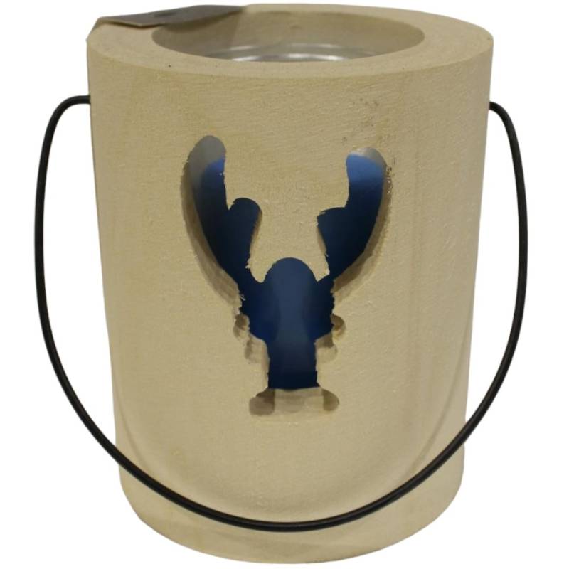 House of Rustic Windlicht aus Holz Krabben blau  Ø 13 x 15 cm von House of Rustic