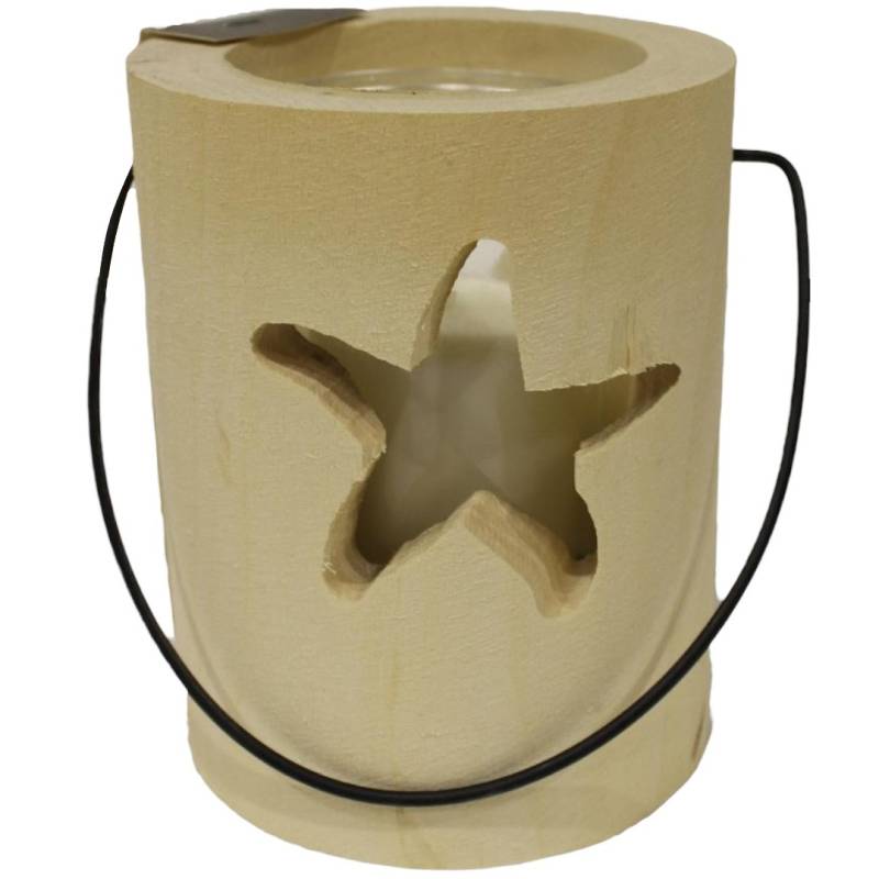 House of Rustic Windlicht aus Holz Seestern weiß  Ø 13 x 15 cm von House of Rustic