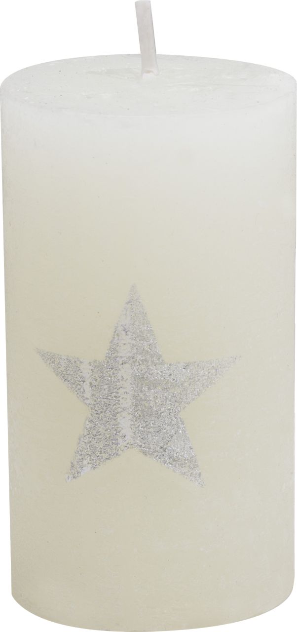 House of Rustic Kerze champagner mit silber Stern Ø 6,8 x 12 cm von House of Rustic